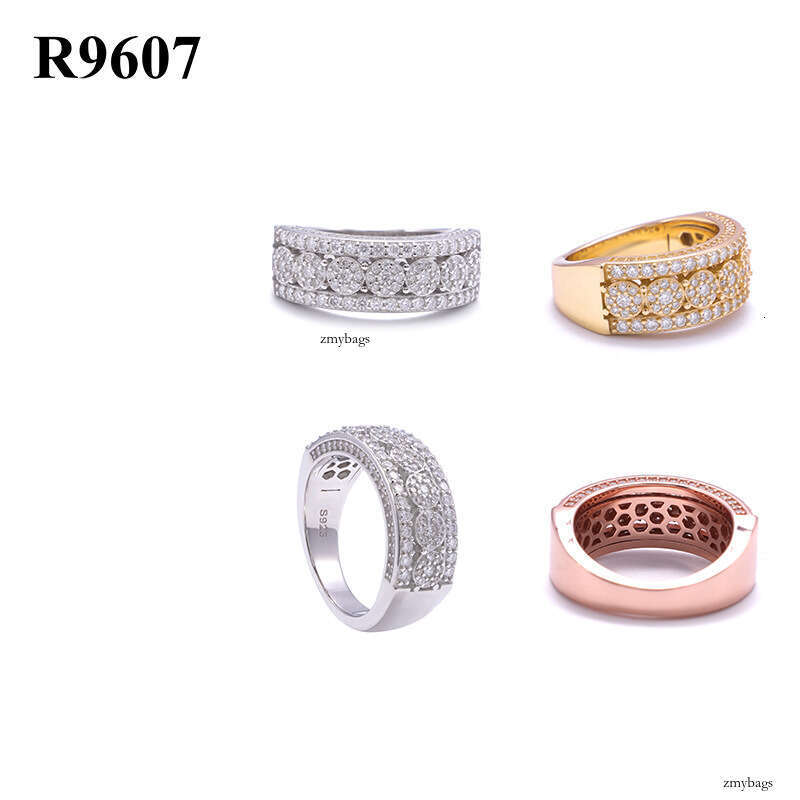 ICED OUT Trade Exclusive Moissanite Silver Gold Plated Unisex Personality Trendy Half Row Ring