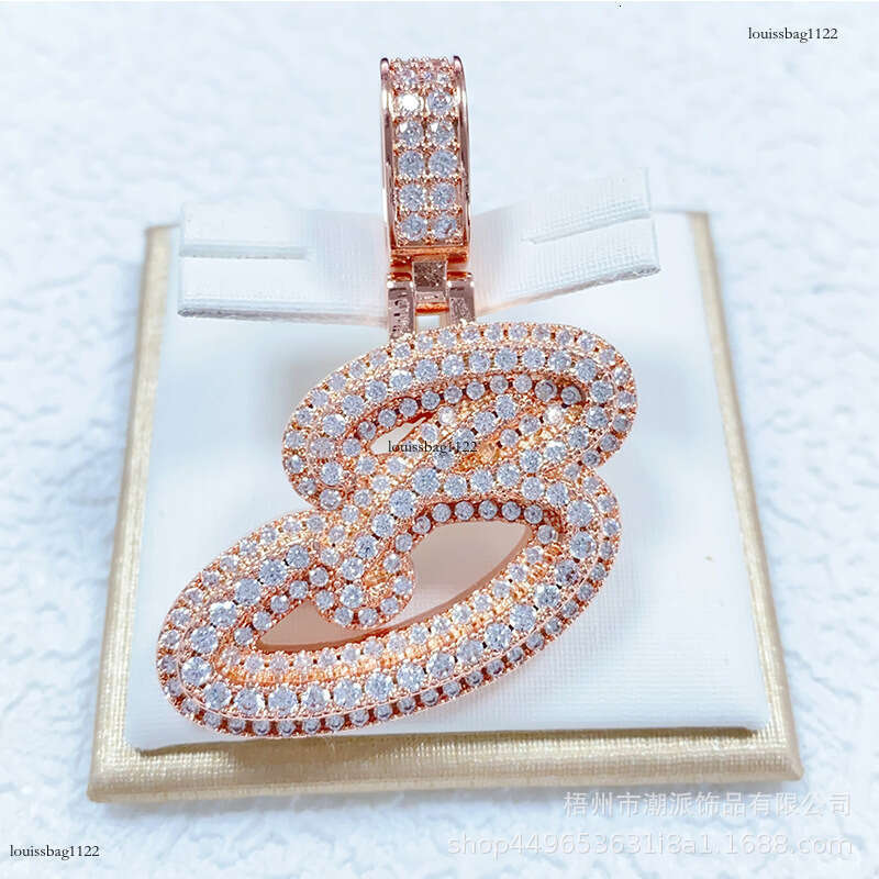 Hot-Selling Personalized Hip-Hop Jewelry Sterling Silver Inlaid Moissanite chain Letter Unisex Accessories Necklace Pendant