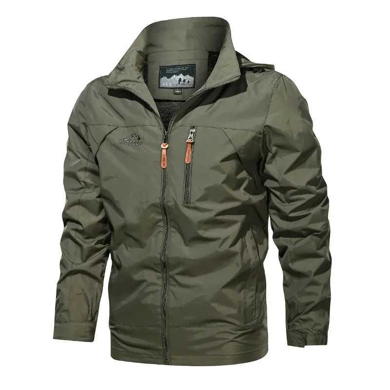 Outdoor Mens Military Jacket 2025 New Spring Autumn Windproof Waterproof Casual Workwear Hooded Coat Men Mountaineering Jackets W250809
