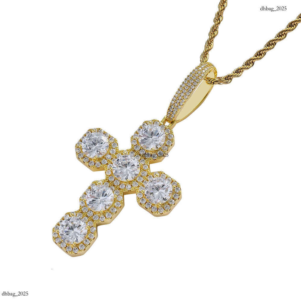 Men's Full Moissanite chain 87mm Super Large Cross Solid Pendant Big Buckle Necklace Hip Hop Accessories 111