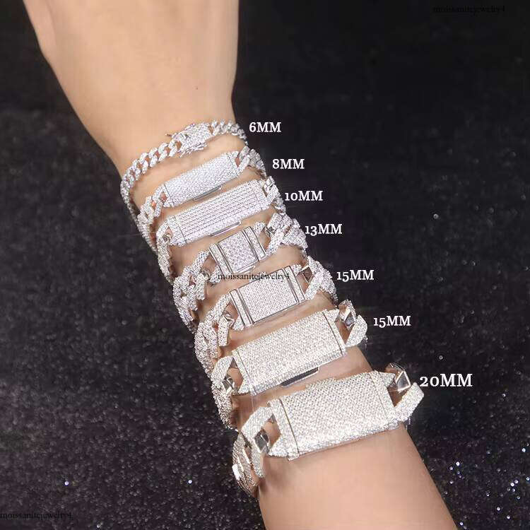 Delivery Fast High Quality Hip Hop Necklace Bracelet Dia Sier Iced Out VVS Moissanite Cuban Link Chain