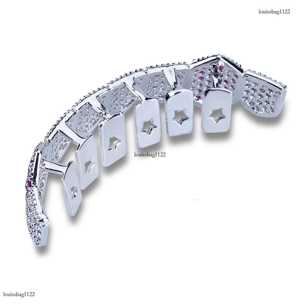 Hip Hop 8 Micro Pave Zircon Single Row Lower Gold Braces Grills Sharp Teeth Jewelry