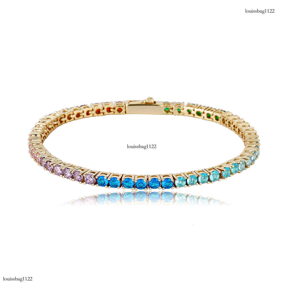 INS 3mm Colorful Mixed Tennis Chain Necklace for Men and Women Hip Hop Personality Niche Trend Bracelet Gold Jewelry