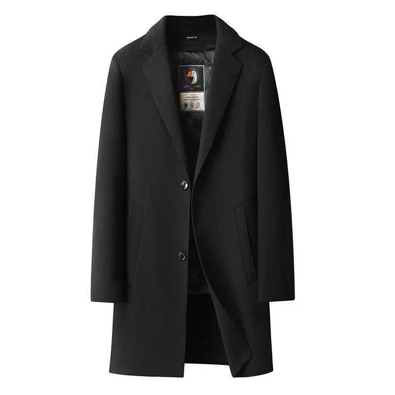 New Arrival Fashion Mens Woolen Coat Down Detachable Liner Medium Long Reversible Plus Size 3XL 4XL 5XL 6XL 7XL 8XLXJ250809