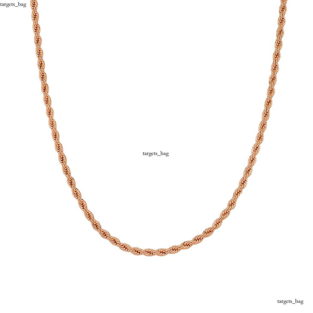 Hip Hop Plain Chain 3mm Dense Sterling Silver Twist Necklace Color Retention Electroplated Twisted Rope Bracelet