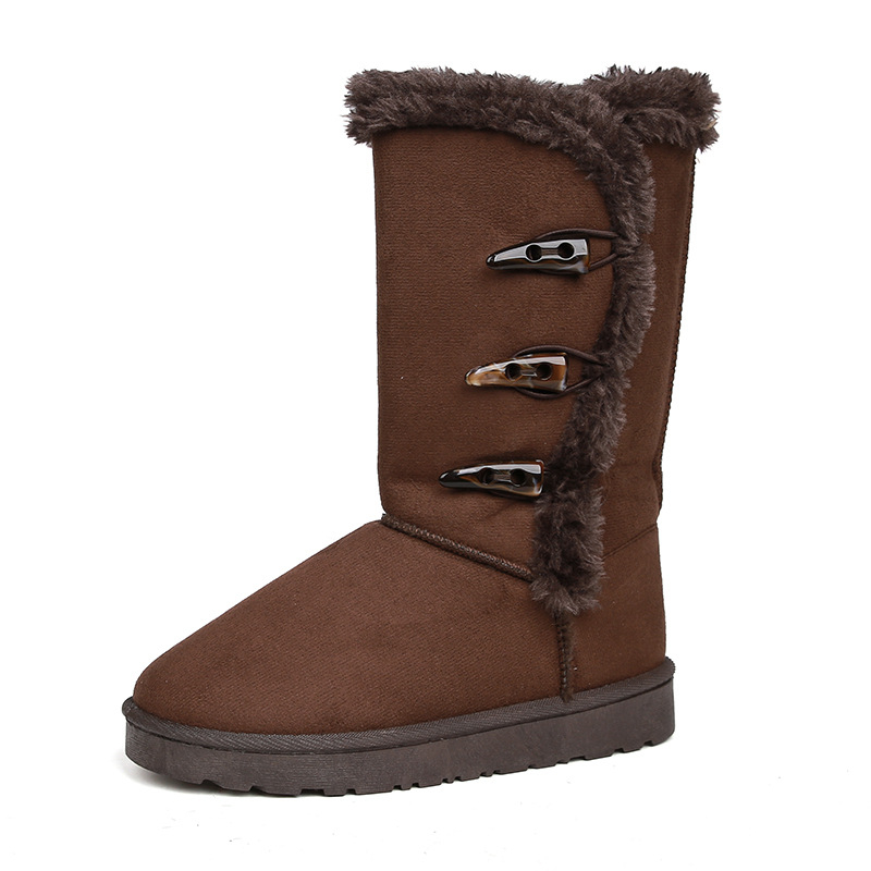 Designer free shipping new Outdoor trainer winter soled plush thick snow for women's keep warm Versatile long boots black coffee yellow