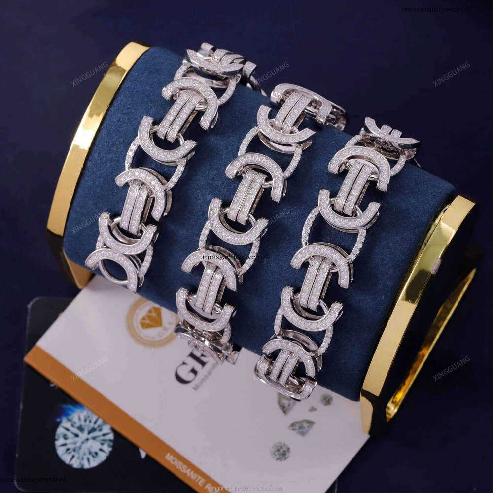 XingGuang Custom 15mm Cuban Link Unique Design Sier VVS Dia Chain 14K Gold Plated Hiphop for Rapper Men's Jewelry