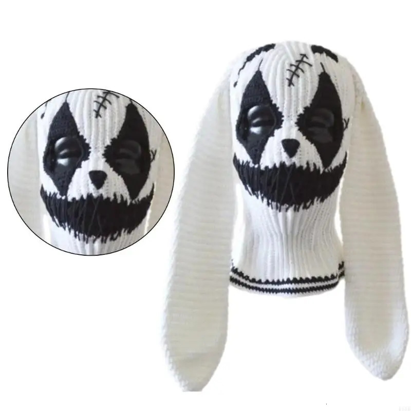 Halloween Balaclava for Women Men Adult Devil Clown Beanie Hat Handmade Face Cover Hat Crochet Hooded Hat for Party E56F 250807