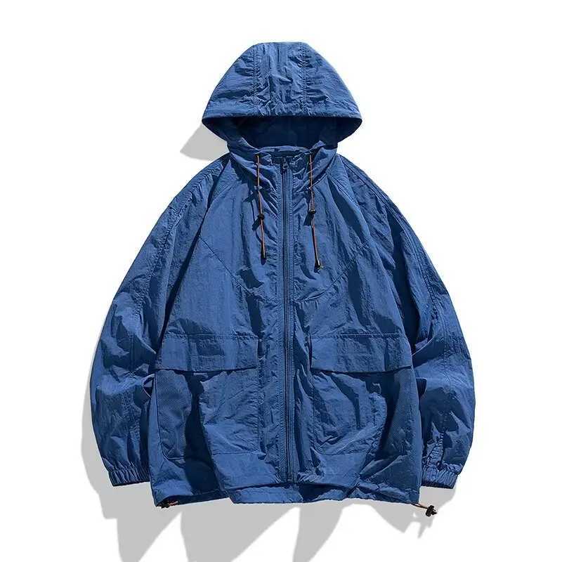 Summer Japanese Harajuku casual lazy simple temperament trend mens and womens sunscreen clothes ice silk cool fashion jacket W250809