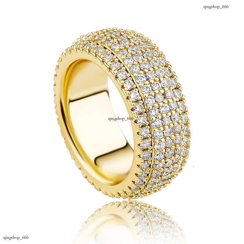 Five-Row Encrypted Full Diamond Personality Men's Hip Hop Trendy Simple Unisex Ring