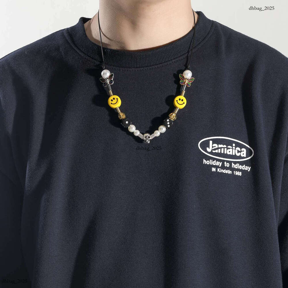 Ins Dice Skull Pearl Smiley Face Sterling Silver Asap Rocky Style Hip-Hop Necklace