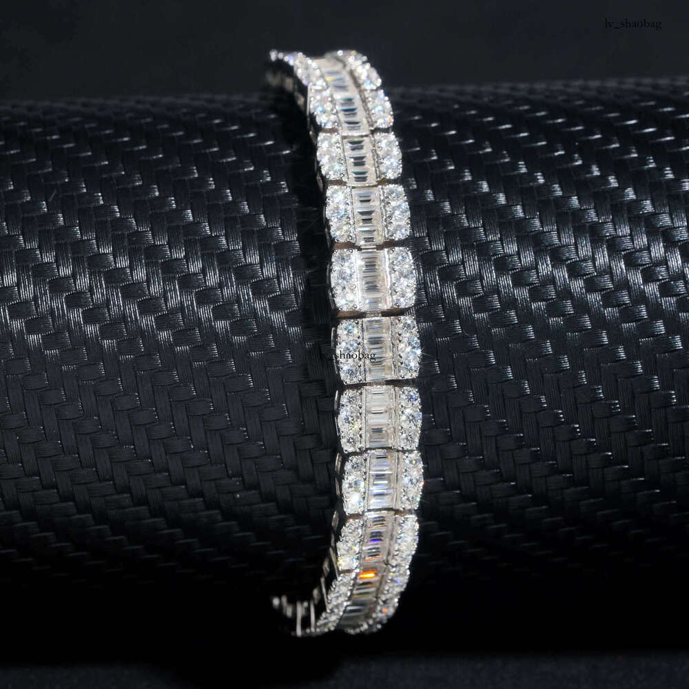Zuanfa New 10mm Square Sier Moissanite Full Inlay Trendy Brand Bracelet Accessories Special