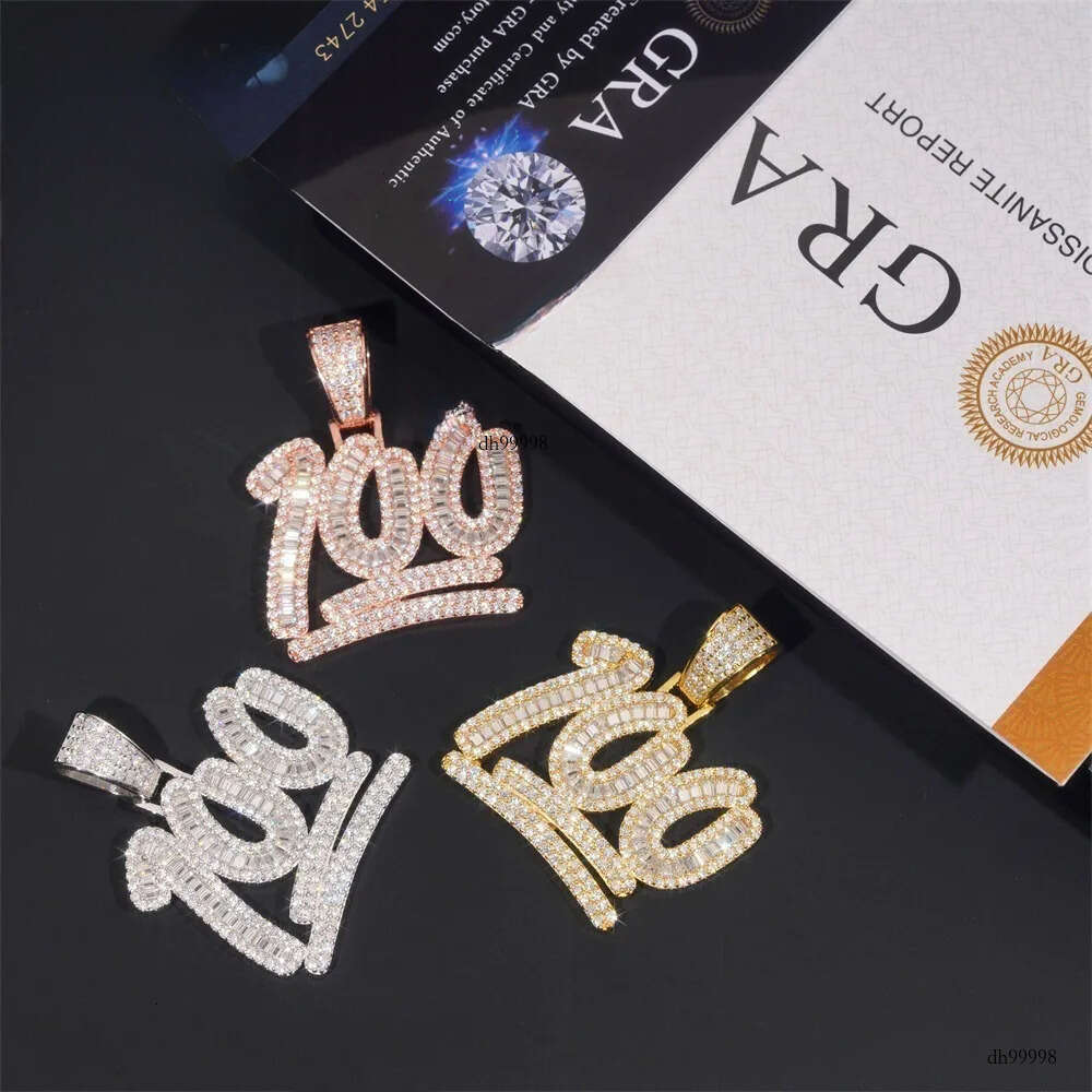 Sier Moissanite Pendants Charms Popular Hip Hop Fashion Jewelry for Men Women Personalized Cross-Border on
