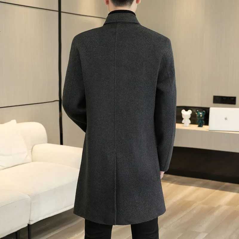2025 High Quality Double-sided Coat Stylish and Handsome with A Solid Color Autumn and Winter New 50% Wool Mid-length Woolen Coat XJ250809