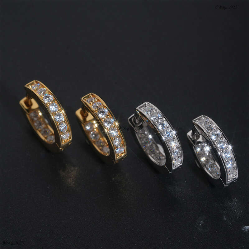 ICED OUT Trendy Hoop Unisex Hip-Hop Sier Stud with Zirconia Simple Earrings