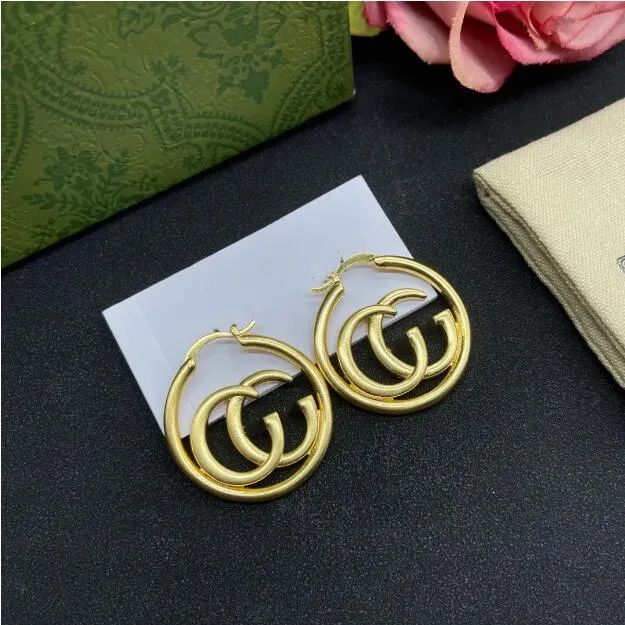 Charm 18k gold silver big hoop Earrings luxury brand letter designer double letter Ear studs ring for Lady long tassel earrings Fashion wedding party Jewelry Earring