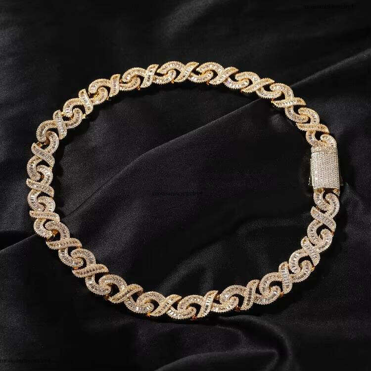 RTS Low Price Gold Plated 15mm Copper 3A+ CZ Cubic Zirconia Baguettes Dias Cuban Chain for Hip Hop Jewelry