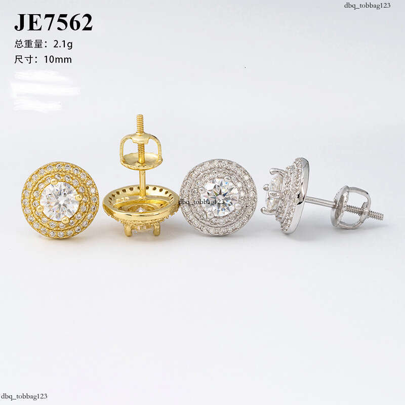 Super Sparkling Moissanite Pure Sier Full Dia Inlaid Unisex Commuting Design Hip-Hop Style Earrings
