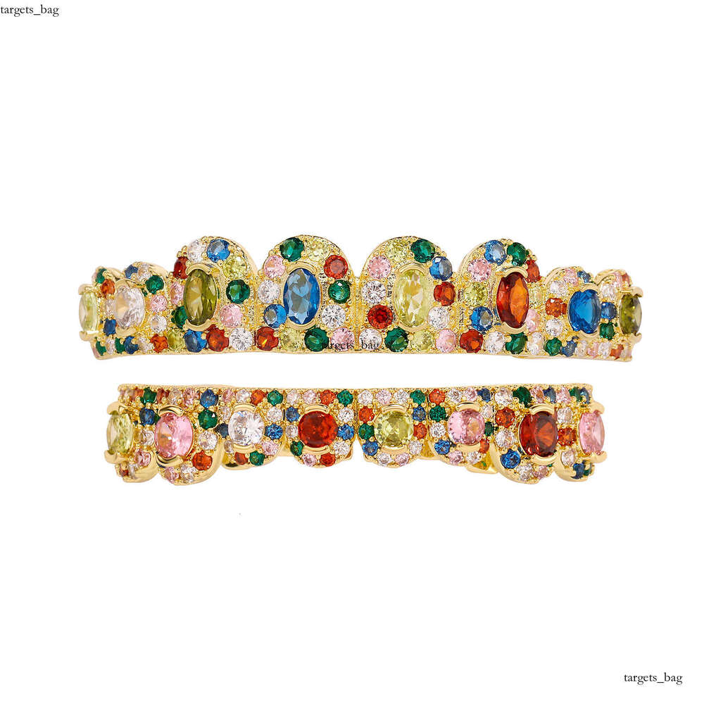 Colorful Fashion Men's Rap Gold Teeth GRILLZ Christmas Zircon Grillz