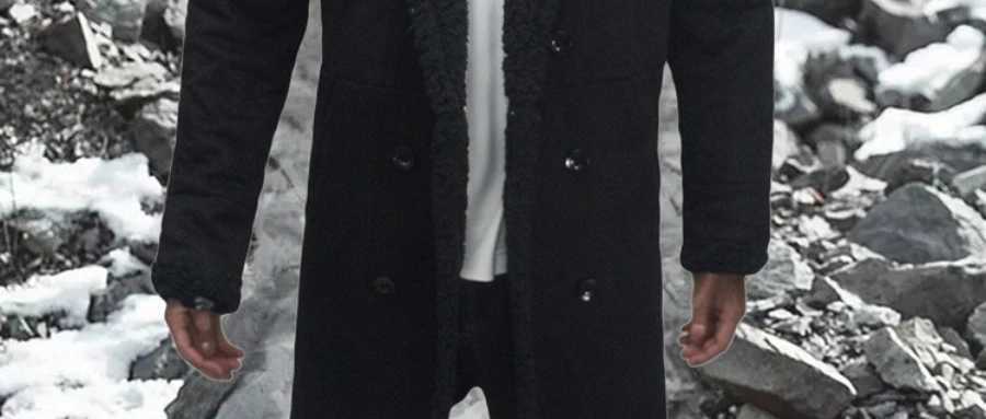 New Mens Coat Faux Suede Lamb Wool Coat Long Sleeve Double Breasted Pockets Parka Jacket XJ250809