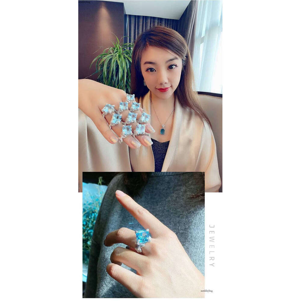 Choucong Brand Vintage Square Lab Aquamarine Promise ring Sterling sier Party Engagement Wedding Band Rings for women Bridal Fine Jewelry For Lover Gi