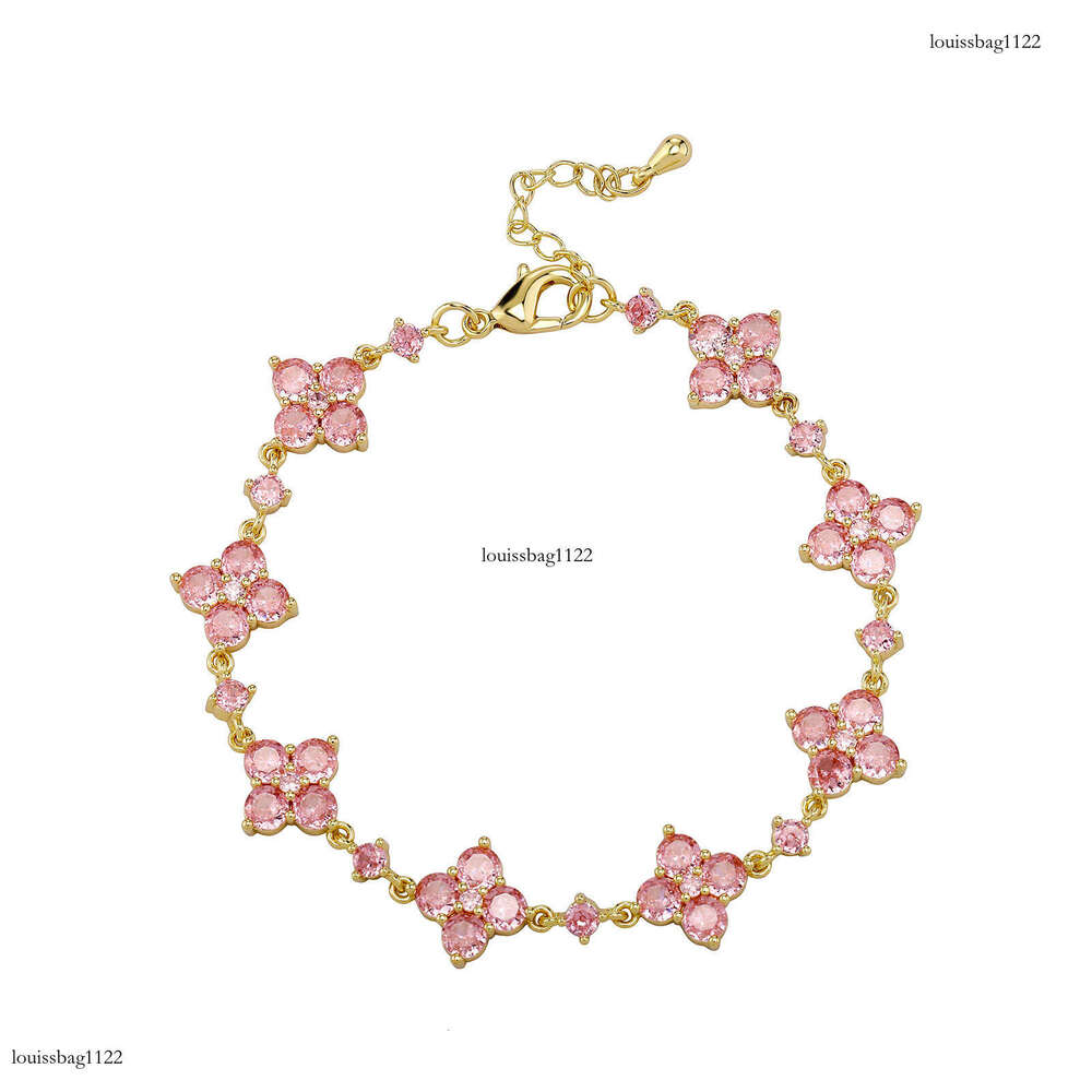 Full Dia Heavy Craft Four-Leaf Clover Bracelet for Women, Light Sparkling Zircon, High-End Niche Bracelet, Hand Jewelry Factory