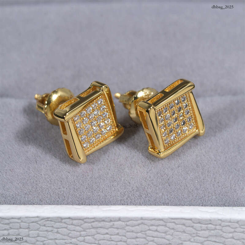 New Men's and Women's Hip-Hop Jewelry Pure Sier Earrings with Moissanite Studs