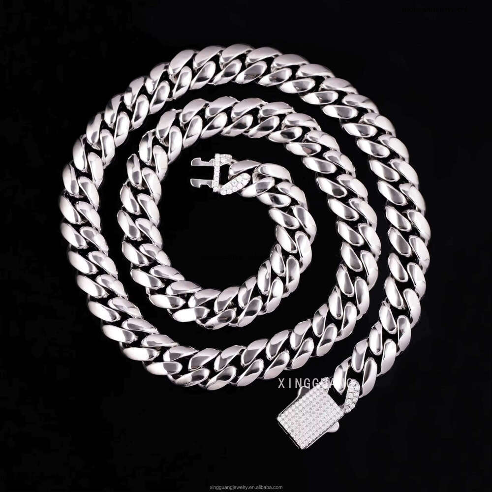Hip Hop Gold Plated Sterling 12mm Wide Heavy Sier Cuban Chain for Mens Jewelry