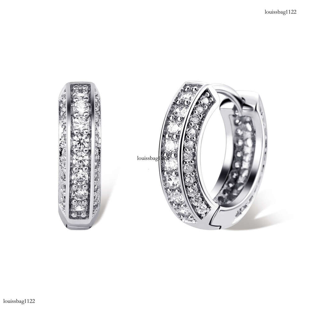 Hip Hop Three Row Zircon Round Unisex Personality Simple Stud Earrings Jewelry