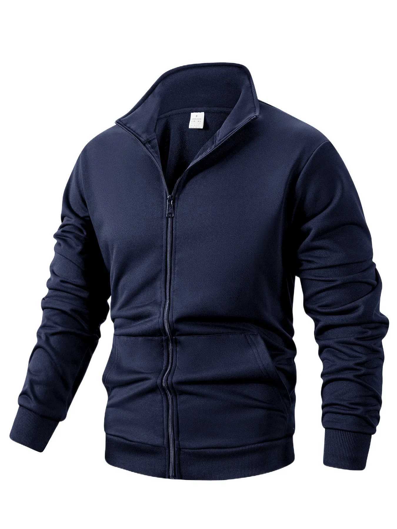 Mens Casual Sports Zipper Stand Collar Jacket Mens Solid Color Cardigan Jacket Outdoor Sports Coat Windbreaker Jacket for Men W250809