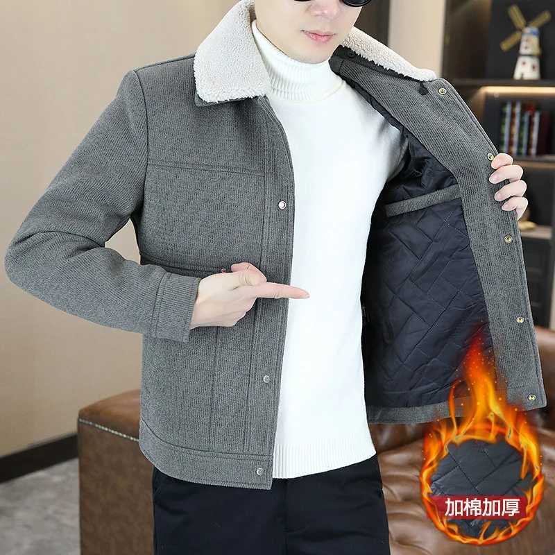 igh Quality Faux Fur Collar Woolen Jacket Men Winter Thick Warm Wool Blends Jacket Fashion Casual Business Short Trench Coat XJ250809