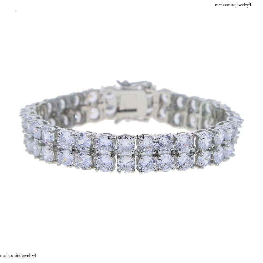 NUOYA 10mm Sier and Gold Plated Bracelet Two-Row Dia Tennis Chain Fine Jewelry for Women Gift