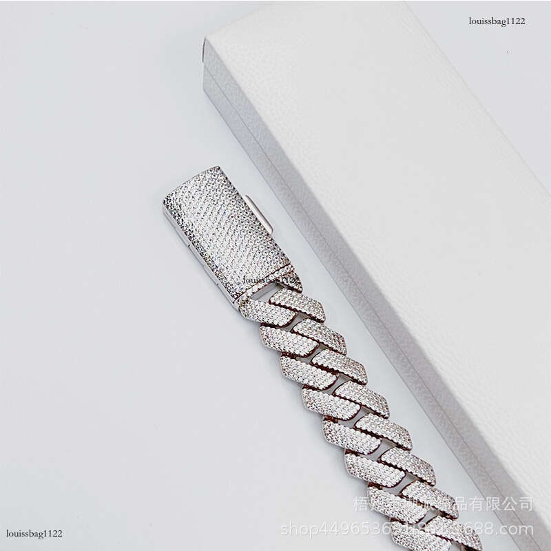 18mm 4 Row Sterling Silver Micro Pave Moissanite chain Cuban Bracelet Necklace Hip Hop Men's Trendy Style