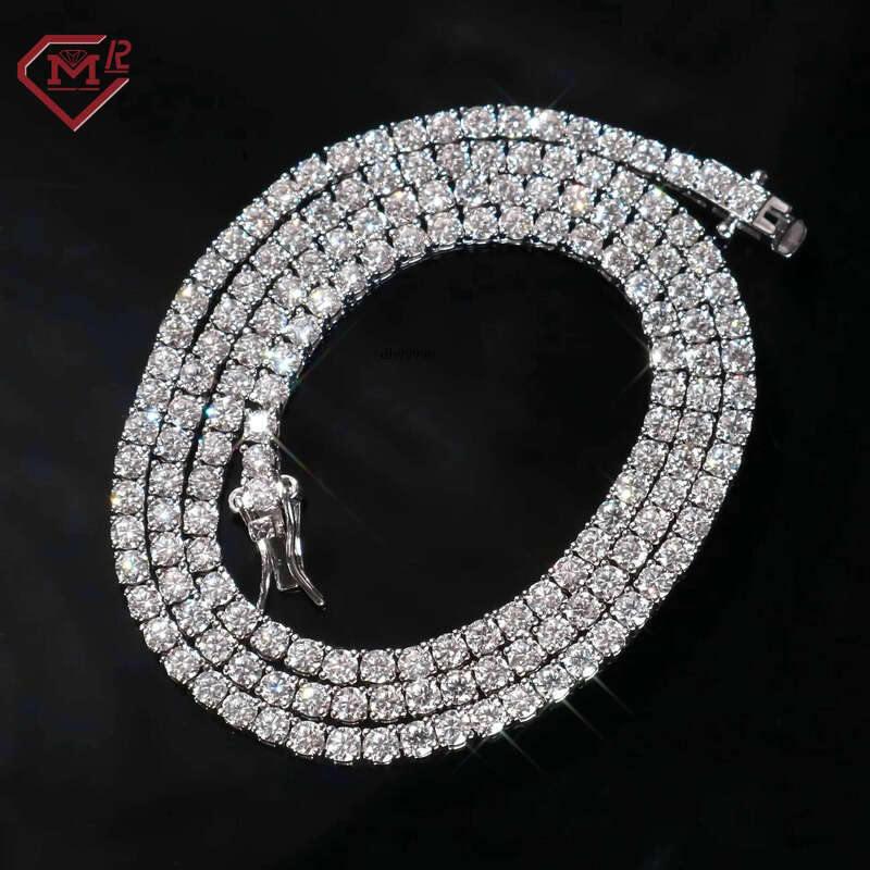 Sterling Sier Necklace 5mm Womens Vvs Iced Out Dia Moissanite Tennis Chain