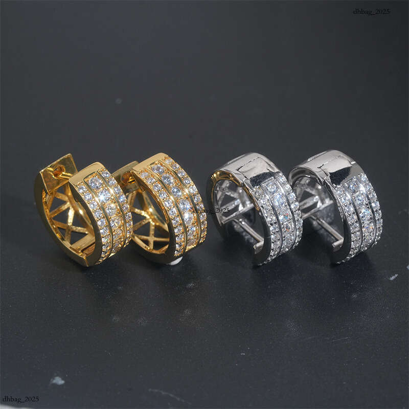 ICED OUT Sier Inlaid Zircon Earrings Unisex Personality Studs Hip Hop Trendy Brand Accessories