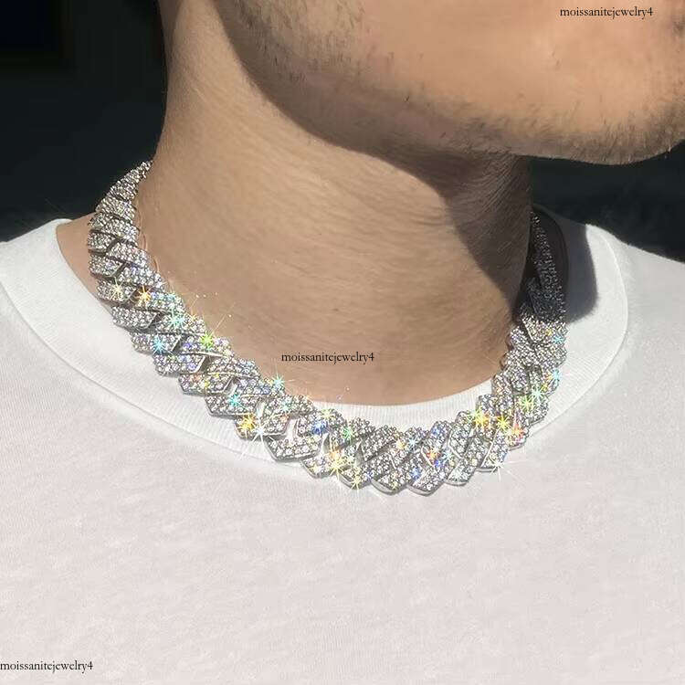 RTS Hip Hop Sterling Sier Pass the Test Moissanite Dia Gold Plated Cuban Chain for Men Necklace