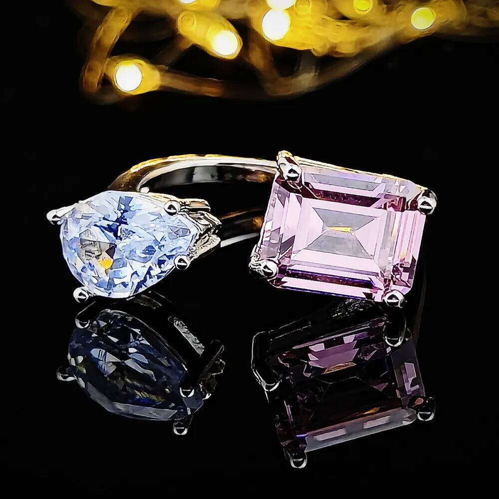 2025 Choucong Handmade Rings Simple Fashion Jewelry Sterling Sier Water Drop 5A Cubic Zircon CZ Dia Eternity Women Wedding Bridal Open Ring Gift
