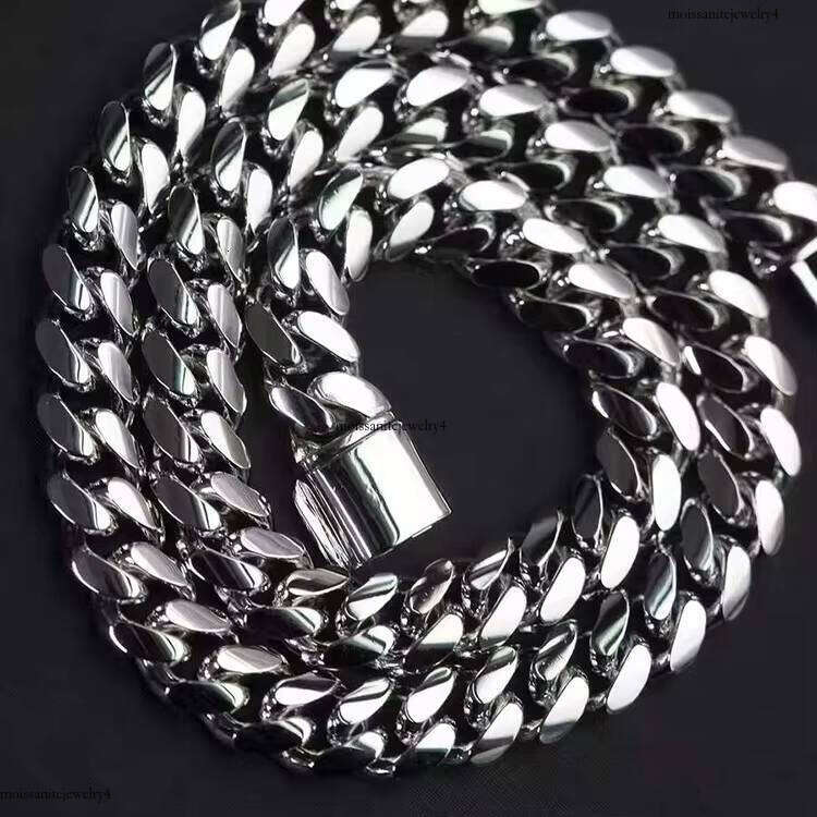 Simple Design Sterling Sier Gold Plated 8mm Wide Cuban Chain Bracelet Hip Hop Jewelry Necklace