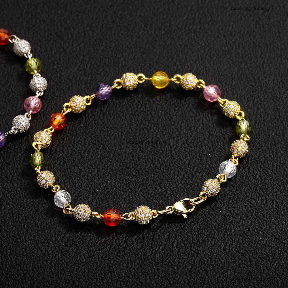 Summer Fashion Fresh 6mm Colorful Zircon Bracelet Hip-hop Light High-end Necklace