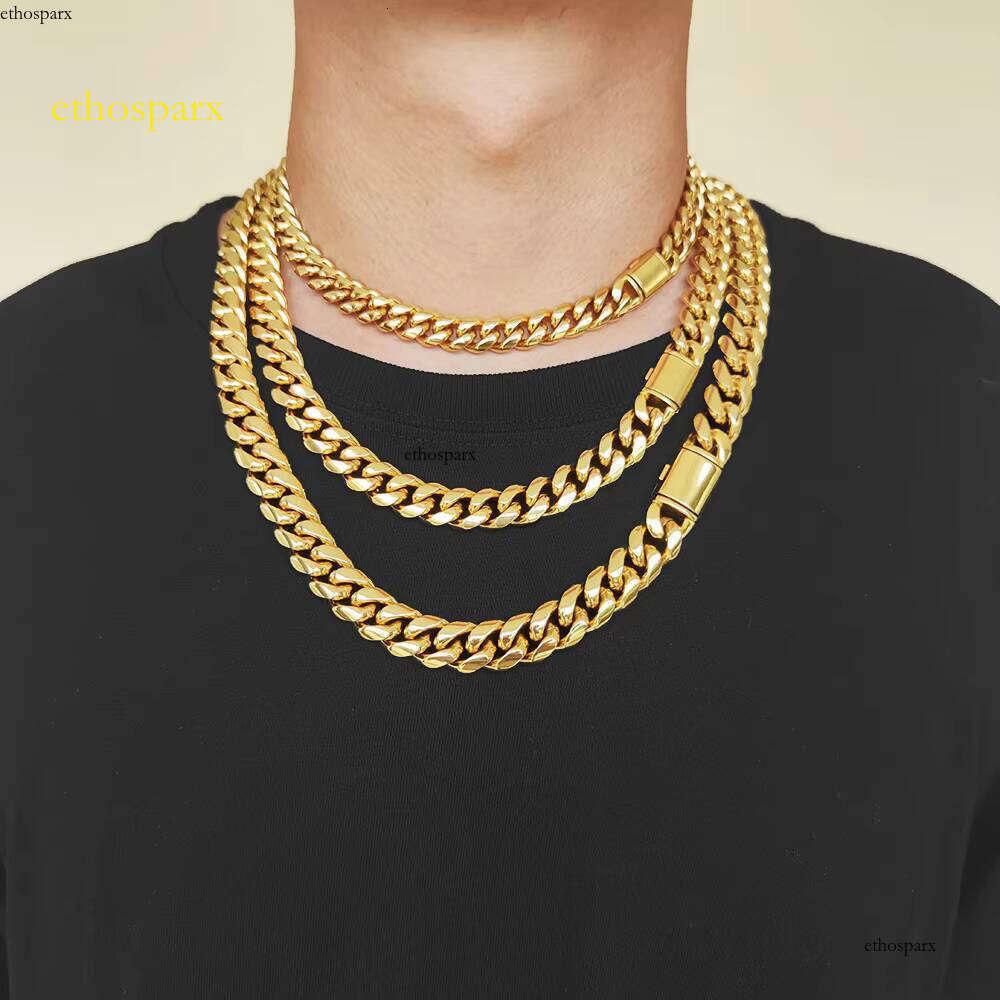 NUOYA Stainless Steel Gold Cuban Chain Flip Jewelry Buckle Custom Necklace
