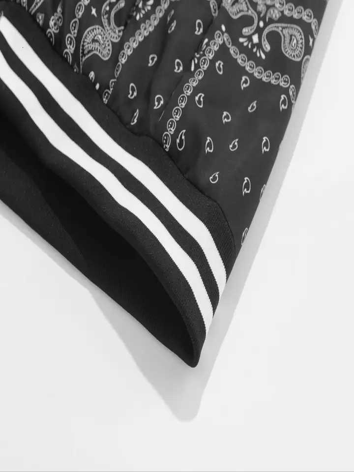 Mens Single-Piece Retro-Style Cashew Flower Splicing Jacket Casual Baseball Home Versatile Fashionable Daily Work Clothing W250809