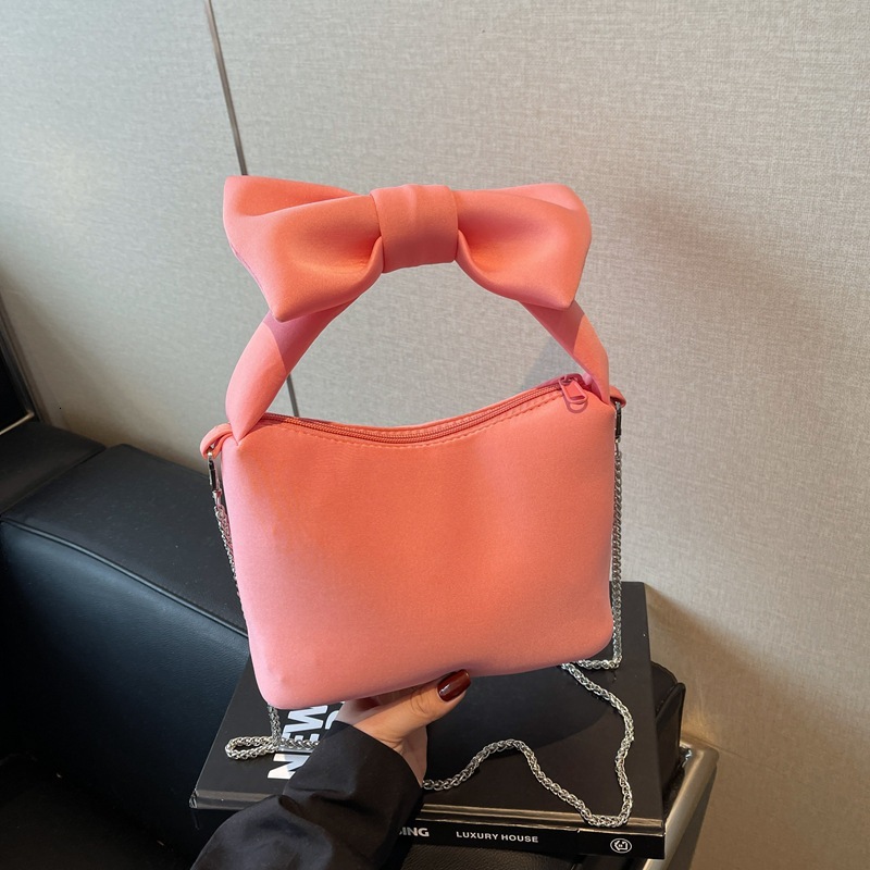 2025 Autumn new sweet girl pink bow women s handbag new casual shoulder bag fashion chain new women s crossbody bag autumn new designer bag