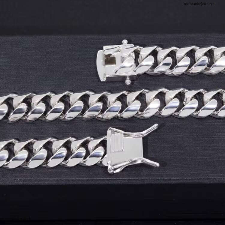 Hot Sale Sterling Sier Material Miami Link Chains 9mm 13mm 15mm Cuban Necklace S High-end Jewelry