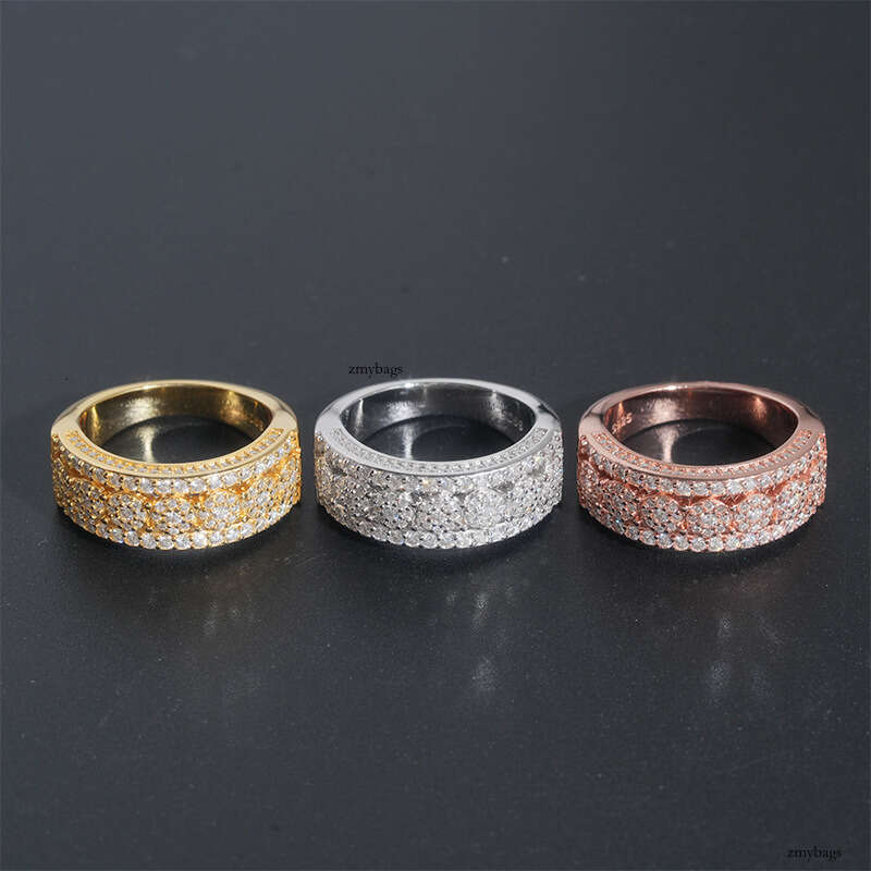 ICED OUT Trade Exclusive Moissanite Silver Gold Plated Unisex Personality Trendy Half Row Ring