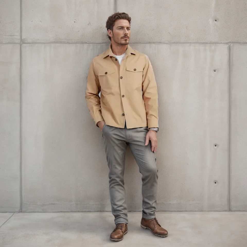 New mens spring and autumn fashion jackets shirts coats casual and versatile mens workwear style mens thin jackets W250809