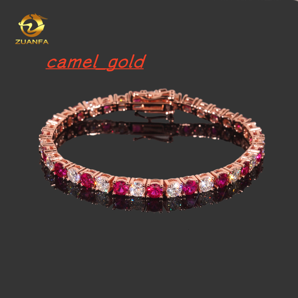 Pass Diamond Tetser 4mm Vvs Moissanite Synthetic Ruby Tennis Necklace 925 Silver Moissanite Tennis Bracelet Fashion Jewelry