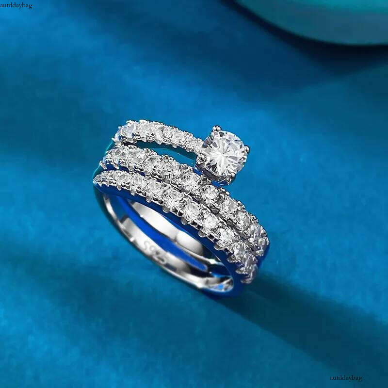 Choucong Ins Top Sell Wedding Rings Simple Fine Jewelry Genuine 100% Sterling Sier Round Cut White Lab Moissanite Dia Women Wrap Open Ring Adjustable 