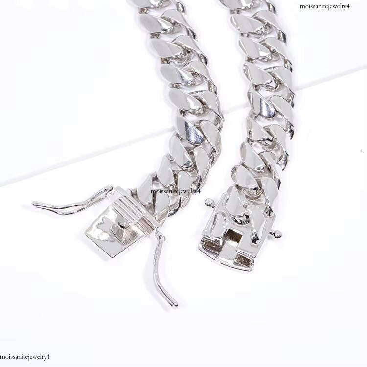 Simple Design Sterling Gold Plated 12mm Wide Sier Cuban Chain Bracelet Hip Hop Jewelry Necklace for Men Women