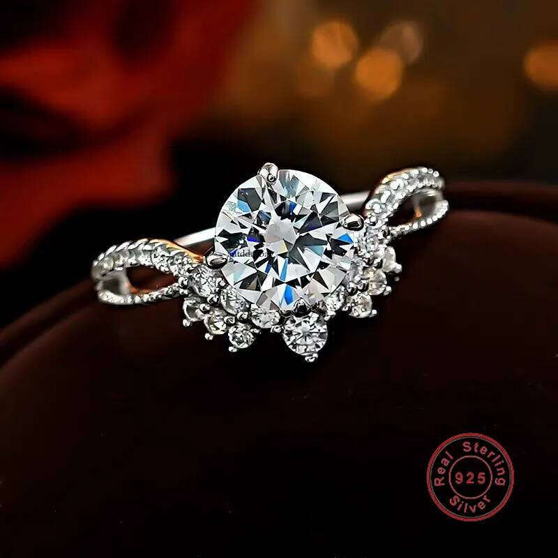 2025 Choucong Sweet Bridal Rings Jewelry Pure 100% Sterling Sier Round Cut Lab Moissanite Dia Party Women Wedding Crown Band Ring Lover Gift