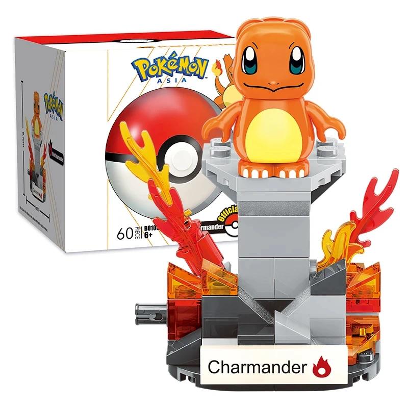 Pokemon Mini Pikachu Claw Crane Building Blocks Charizard Pikachu Squirtle Bulbasaur Anime Peripherals Assembly Model Educational Kid Toy for Gift